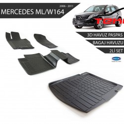 Mercedes ML/W164 3D Havuz Paspas +3D Bagaj Havuzu 2li Set Siyah 2006-2011